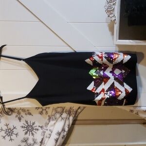 Christmas Dress Black,mini Dress Sequins Front And Back, festival,New Yearsparty